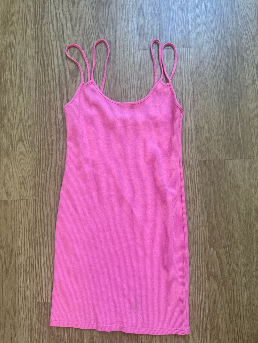 Zara Bright Pink Ribbed Spaghetti-Strap Tank